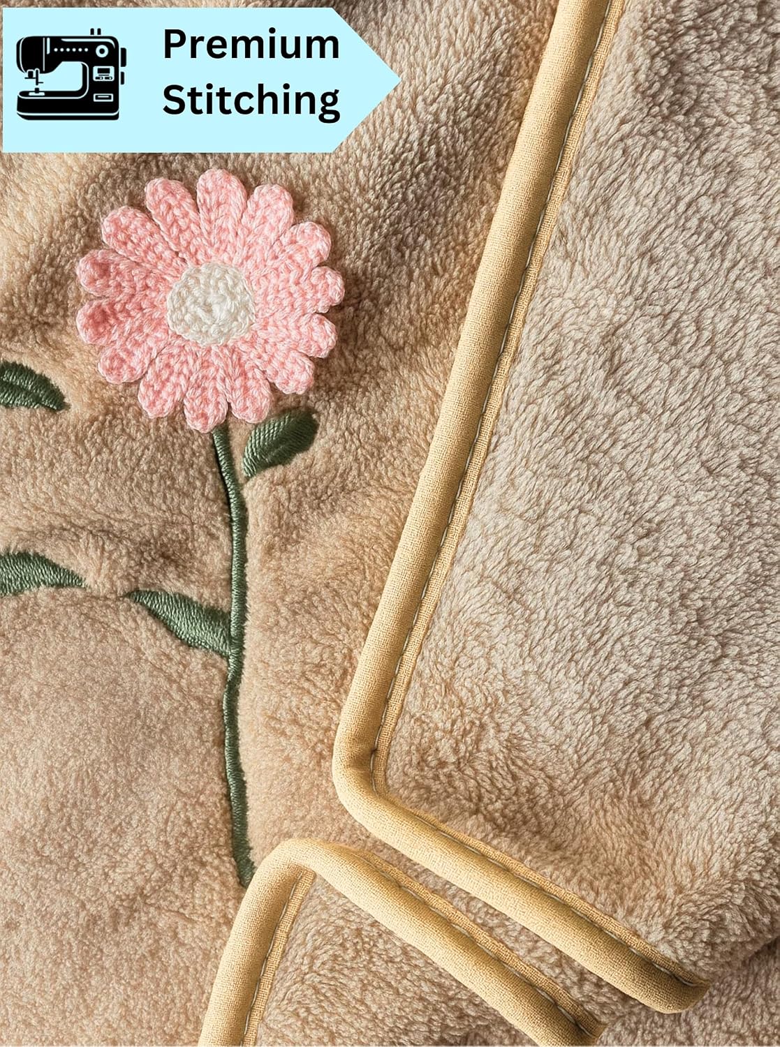 Divyam Floral Embroidered Bath Towel 350 Gsm | Premium Soft Microfiber Quick-Dry, Lightweight & Absorbent Towel With Pastel Daisy Design (Light-Taupe)
