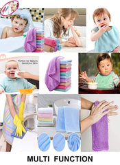 Mom Care Cotton Face Towel 1200 Gsm | Soft Reusable Napkins Good Water Absorbency Soft & Fluffy Cotton Towel (Multicolor) - 12 Pcs