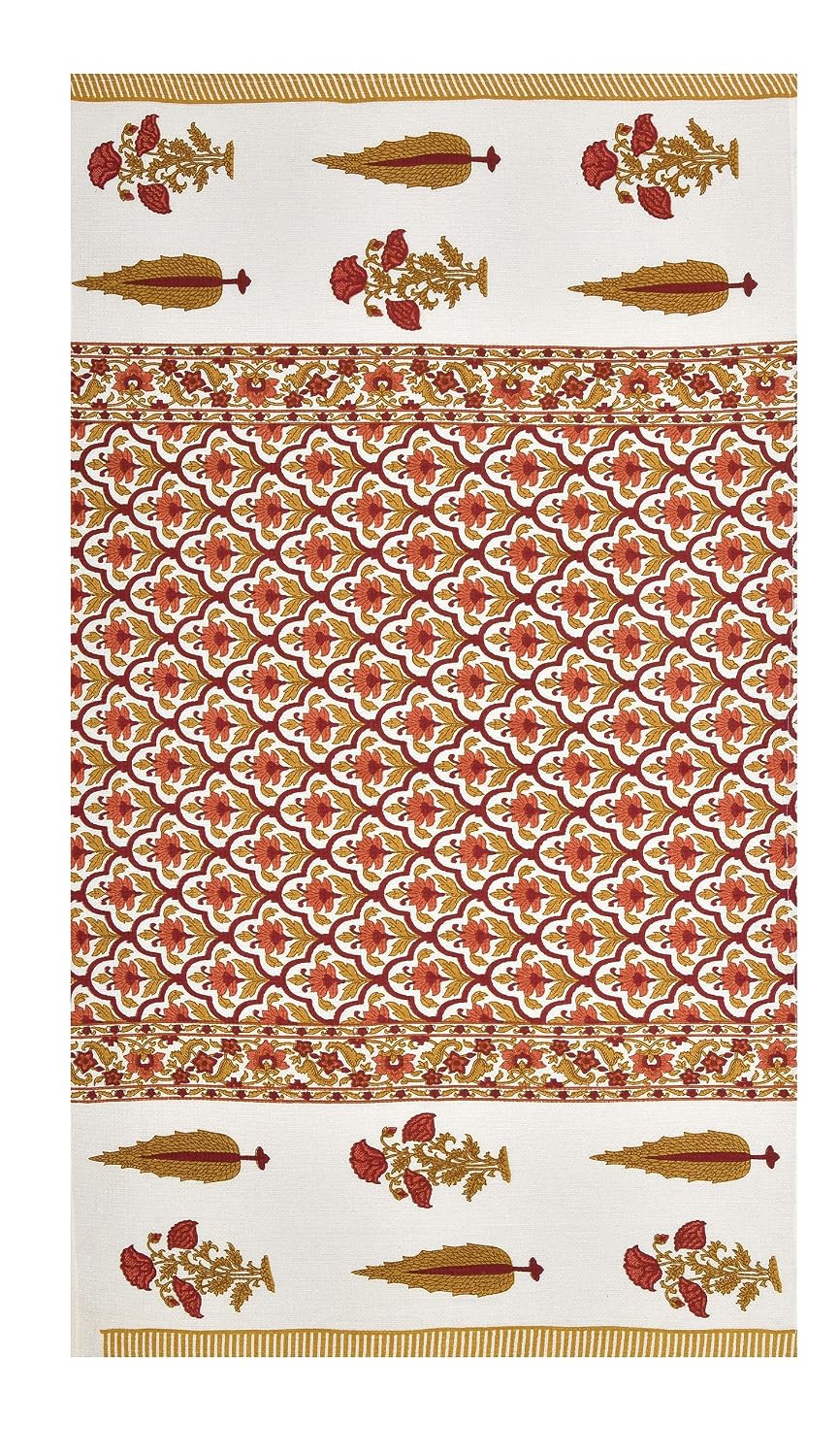 Easygoods Waffle Bath Towel Beautiful Pure Cotton Hand Block Printed Soft Water Absorbent Floral Printed Towels 250 Gsm (Carrot Red)