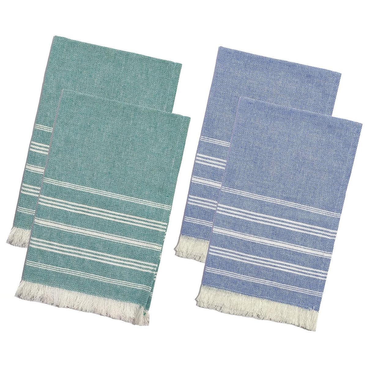 Indihaus Premium Cotton Hand Towel 310 Gsm | Soft, Absorbent, Multi-Purpose Towel Set | Ocean Teal & Blue (Set Of 4)