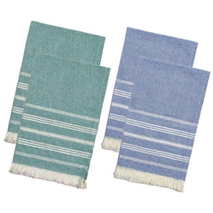 Indihaus Premium Cotton Hand Towel 310 Gsm | Soft, Absorbent, Multi-Purpose Towel Set | Ocean Teal & Blue (Set Of 4)