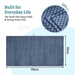Heart Home Microfibre Bath Towel 1680 Gsm | Quick Dry Absorbent Gym Sweat Workout & Shower Body Towel - Red & Blue (6 Pcs)