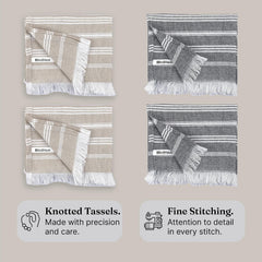 Indihaus Premium Cotton Hand Towel 310 Gsm | Soft, Absorbent, Multi-Purpose Towel Set | Serene Beige & Slate Grey (Set Of 4)
