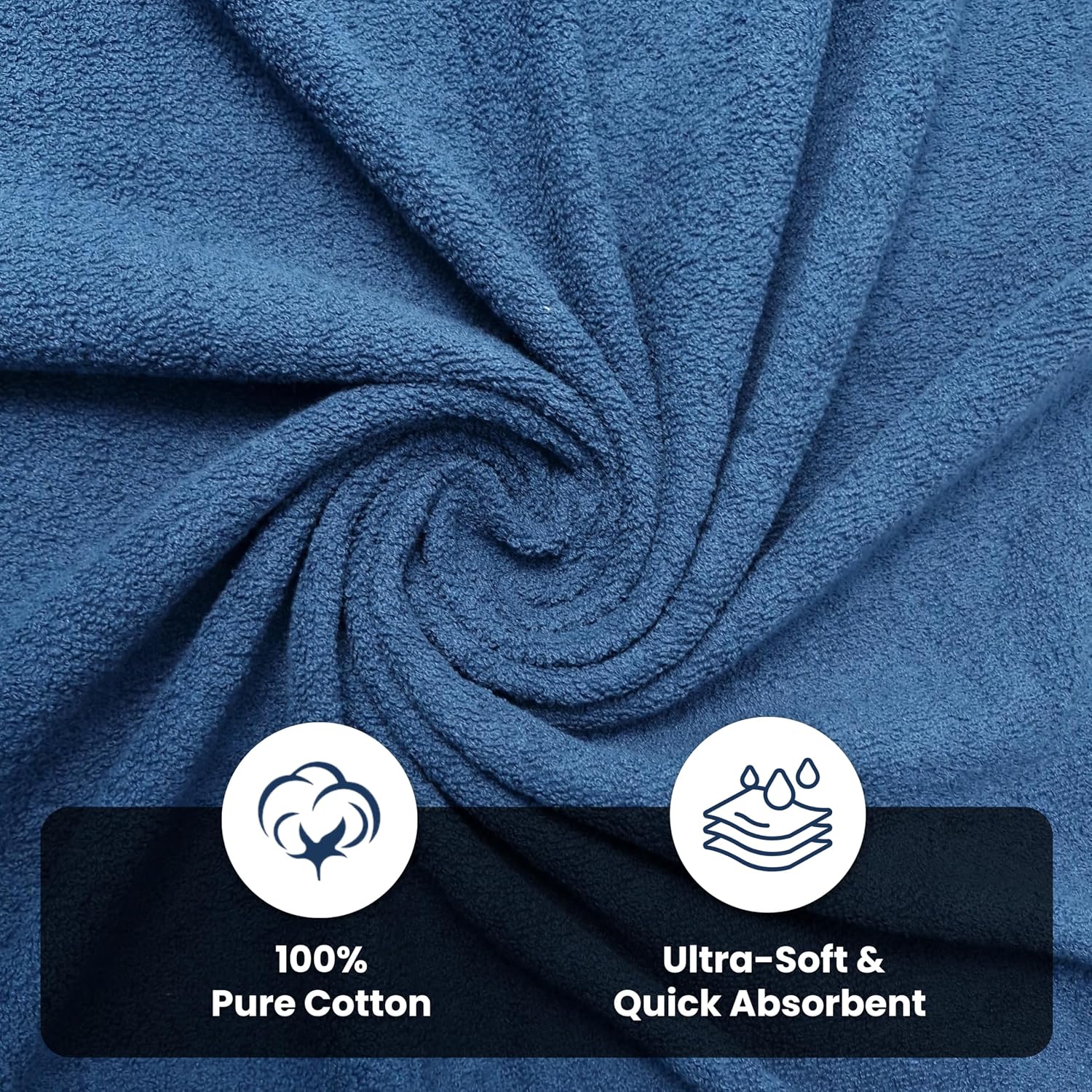 Absorb Pro Microfiber 100% Cotton Bath Towel 600 Gsm | Ultra Soft, Highly Absorbent, Quick Drying Large Size Bath Towels For Men & Women (Navy Blue)
