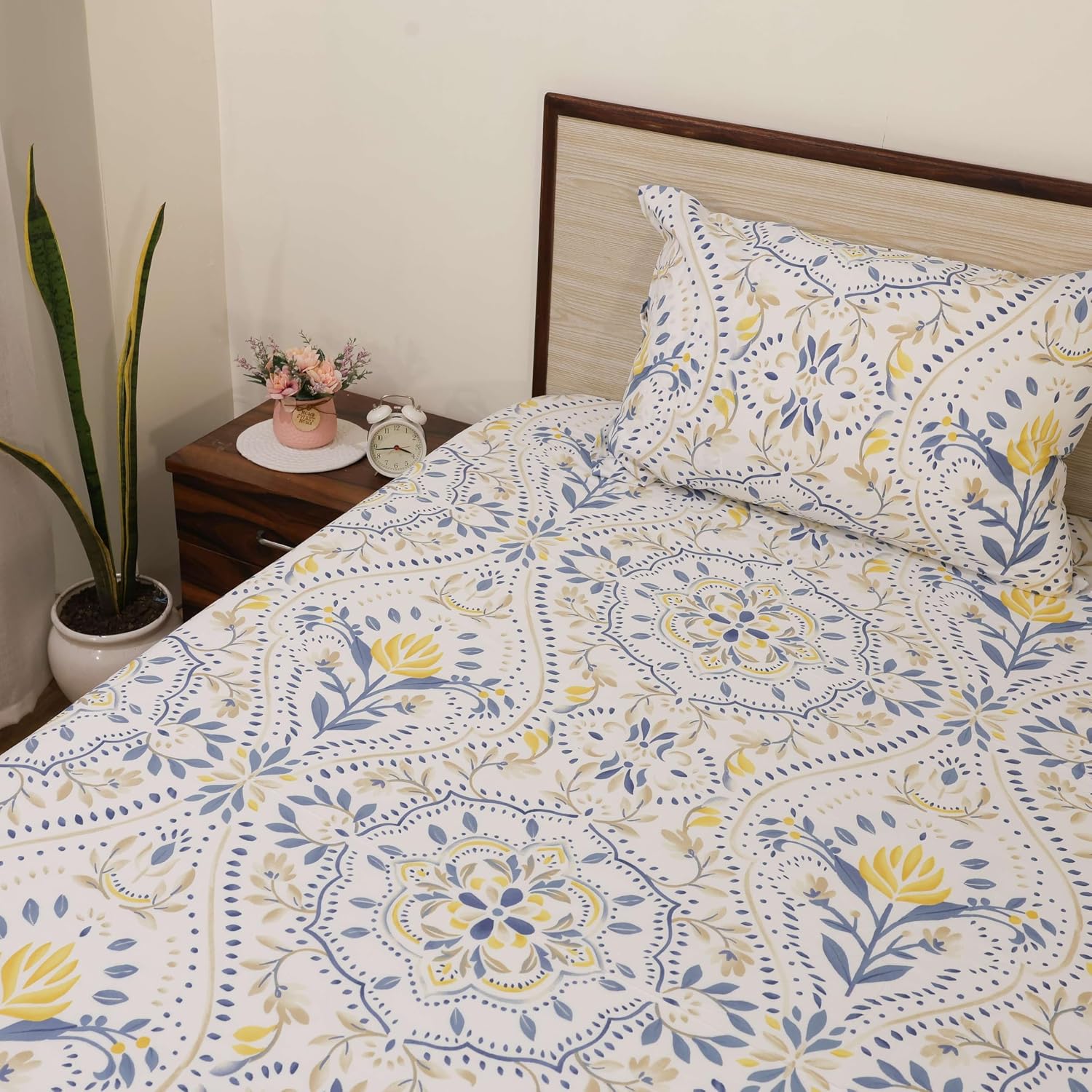 Printed Bedsheet For Queen Bed With 2 Matching Pillow Covers - 90 X 100 Inches, Multicolor | Soft, Wrinkle-Free, Soft Touch & Skin Friendly