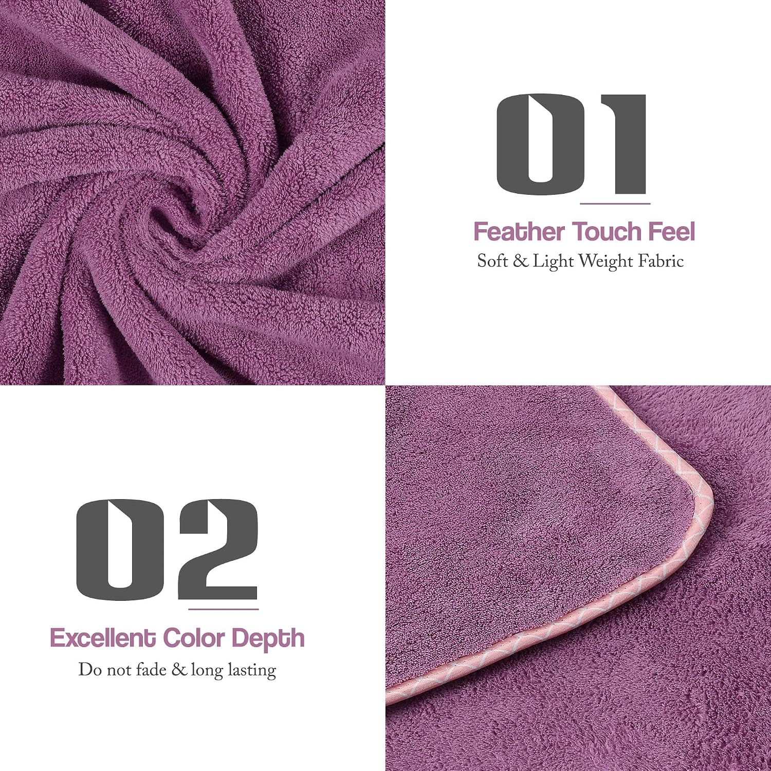 Urbanleaf Premium Microfiber Kids Bath Towels 300 Gsm | Quick Drying Towels For Unisex Kids Cartoon Print Baby Towel (Purple)