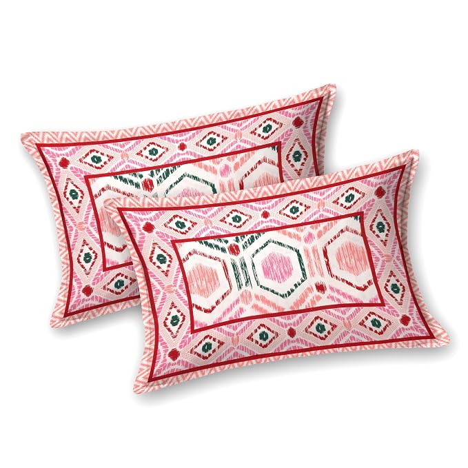 Hand Block Printed Cotton King Size Bedsheet With 2 Pillow Covers, 90 X 108 Inches, Pink | Good For Villas, Guest Houses, & Daily Home Use