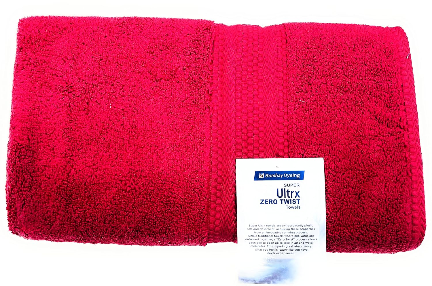Bombay Dyeing Ultrx 100% Cotton Large Size Premium Bath Towel 650 Gsm - Mahroon