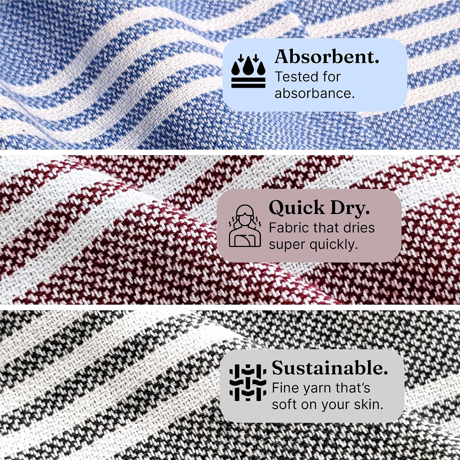 Indihaus Premium Cotton Hand Towel 310 Gsm | Soft, Absorbent, Multi-Purpose Towel Set | Blue, Crimson & Grey (Set Of 6)