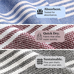 Indihaus Premium Cotton Hand Towel 310 Gsm | Soft, Absorbent, Multi-Purpose Towel Set | Blue, Crimson & Grey (Set Of 6)