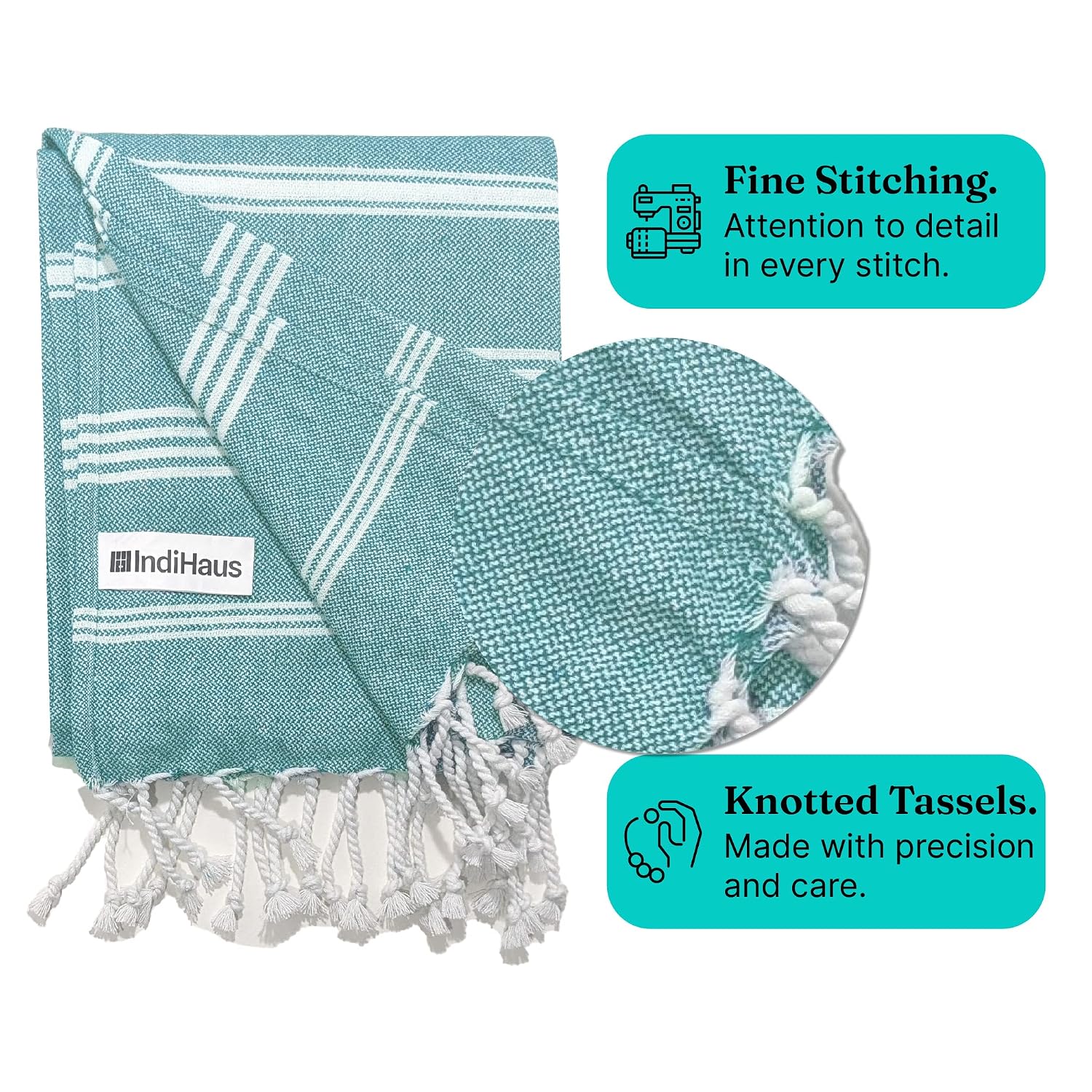 Indihaus Premium Large Cotton Bath Towels 380 Gsm | Soft, Absorbent & Comfortable Large Size Bath Towels (Ocean Teal)