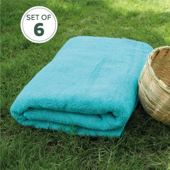 Heelium Bamboo Bath Towel Soft Super Absorbent 600 Gsm - Pack Of 6 (Teal)