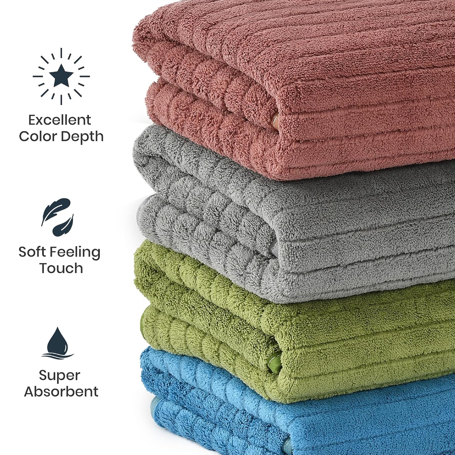 Urbanleaf Stripe Microfiber Hand Towels 340 Gsm | Gym & Workout Towels | Pack Of 4 (Multicolor 1)