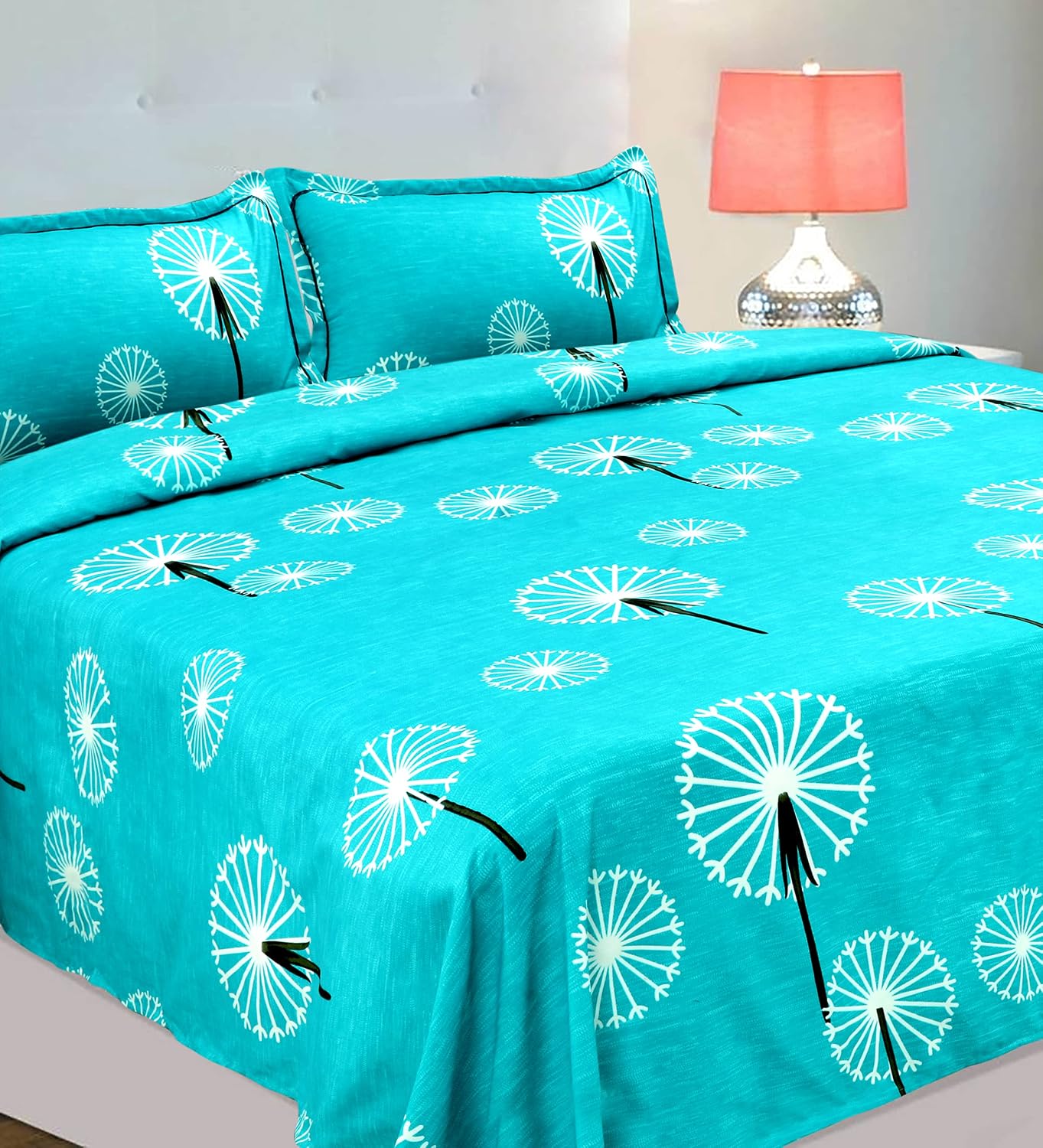 Kingston Collection 1 King Size Bedsheet With 2 Pillow Covers | 108 X 108 Inches, Aqua & Black - Designed For A Comfortable & Luxurious | Soft Sheets, Breathable & Shrinkage