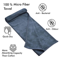 Yellow Weaves Super Soft Microfiber Hand Towels, Gym & Workout Towels 400 Gsm, (Grey) Set Of 1