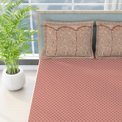 Cotton Bedsheet For King Size With Pillow Cover Set - 108x108 Inches, Pink | Breathable & Light Weight, All Season Comfort-Ideal For Daily Use & Gifting Bedsheet