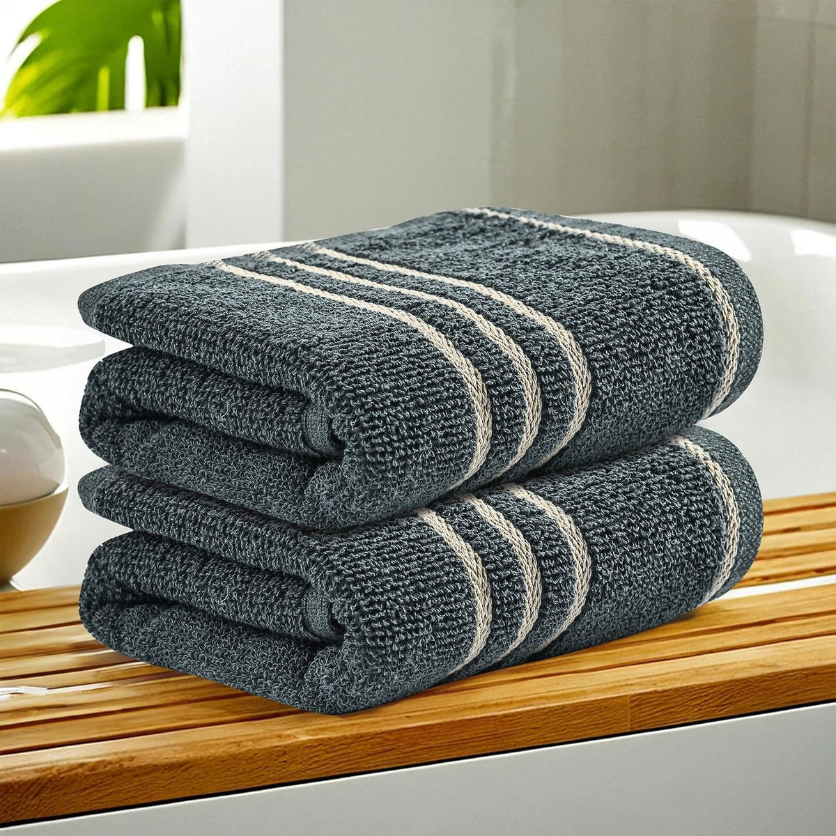 Kuber Industries Soft Cotton Face Towel 300 Gsm | Easily Washable Face Towels (Dark Grey) - Pack Of 2