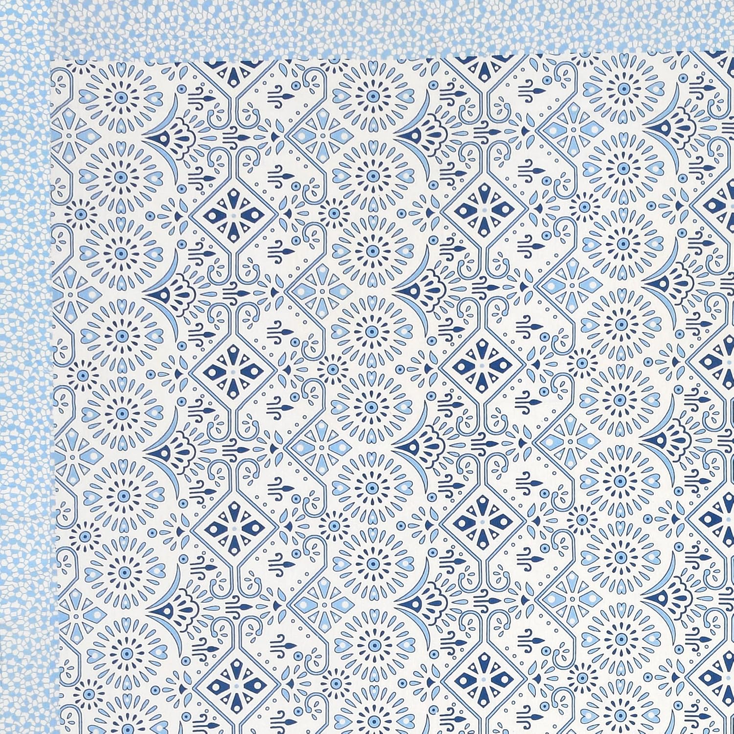 1 Queen Size Bedsheet For Double Bed With 2 Pillow Covers (90 X 108 Inches) Blue & White | Premium Cotton Material - Ideal For House, Hotel, Guest House