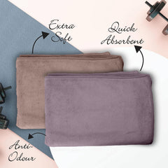 Housse Microfiber Hand Towel 1200 Gsm | Premium Quality Towels Ultra Absorbent & Anti-Bacterial For Gym (Dapple Grey & Luxurious Mocha) - Pack Of 6