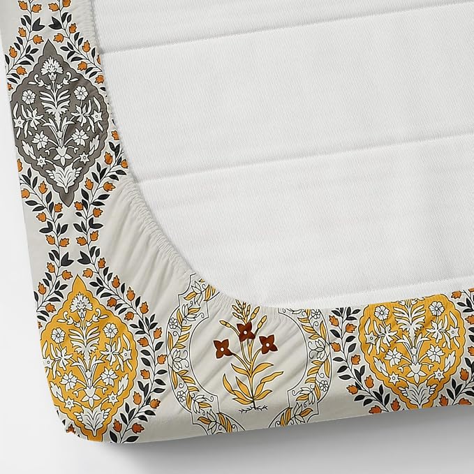 Cotton Bedsheets All Around Elastic Fitted Single Bedsheet With1 Pillow Cover - Size 48x78 Inches, Yellow | Premium Super Soft Fitted Single Bedsheet