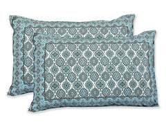 Traditional Rajasthani Design Bedsheet With 2 Pillow Covers - 90 X 108 Inches, Teal | Color Fade Resistant & Shrinkage Resistant For All-Season Use