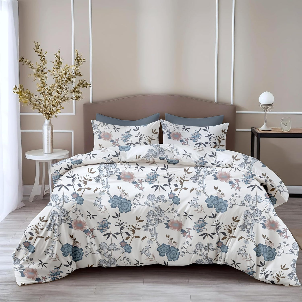 100% Pure Cotton Bedsheet For Double Bed With 2 Pillow Covers - 88 X 90 Inches, Blush Blue & White | Soft & Breathable Fabric | Comfortable For Daily Use