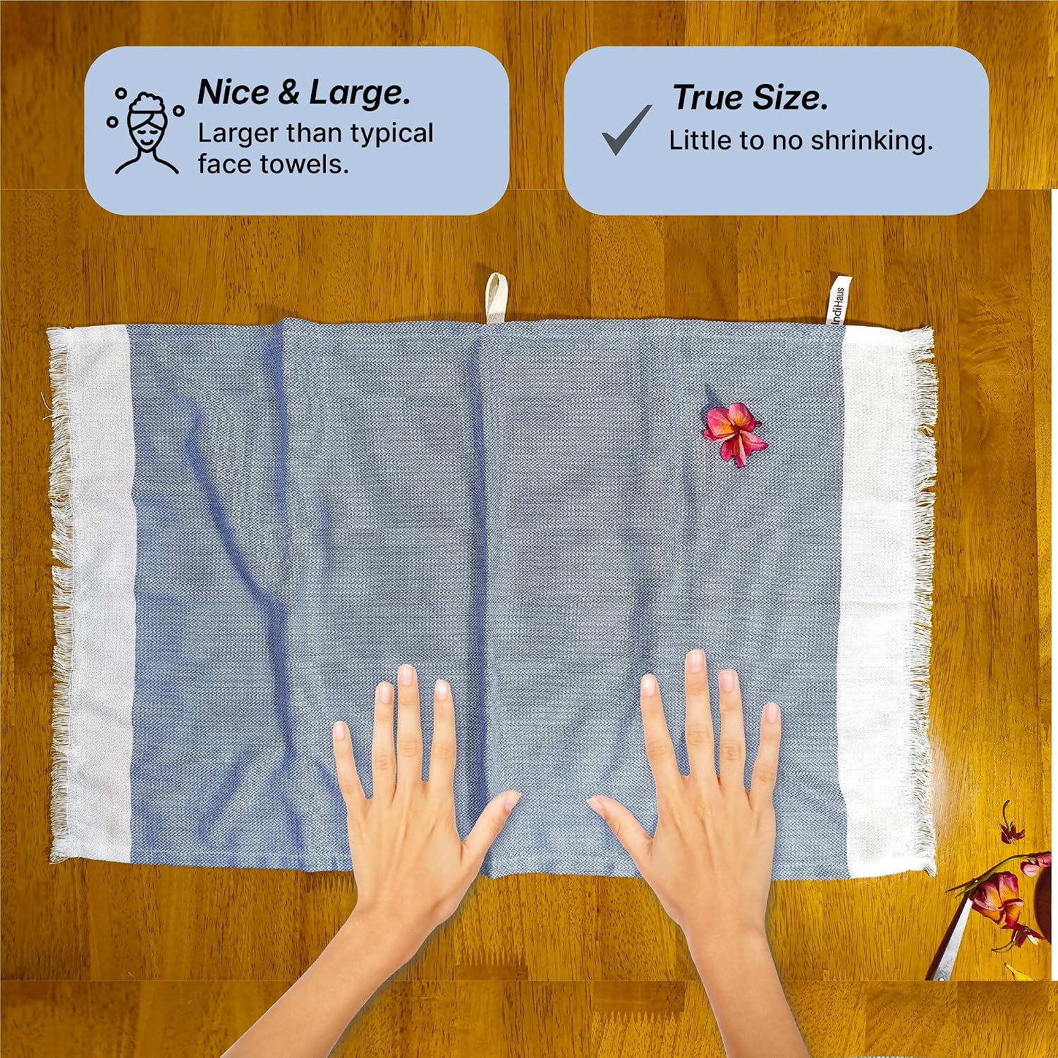 Indihaus Bamboo Hand Towels 300 Gsm | Super Soft & Absorbant (Blue & Yellow)- Pack Of 4