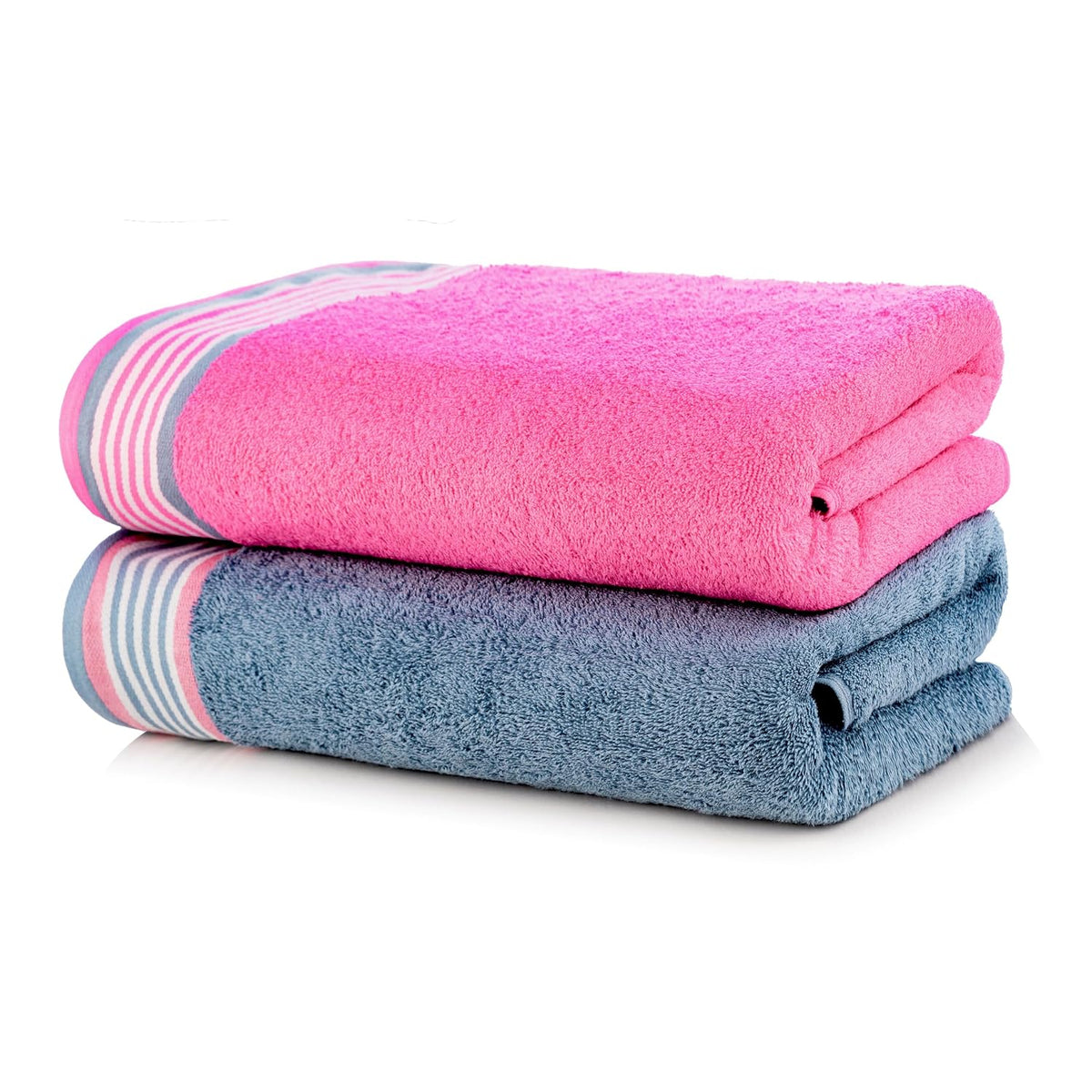 Casa Copenhagen Germany Design 100% Cotton 2 Pieces Large Bath Towel 850 Gsm - Dusty Blue & Pink