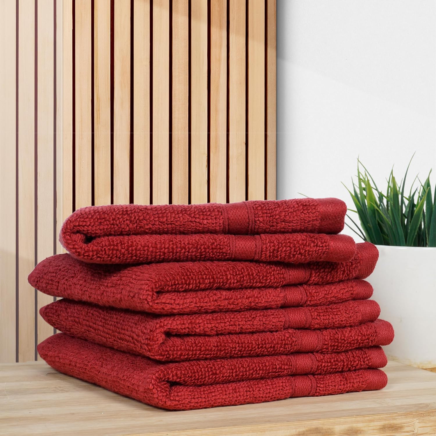 Vc Soft Cotton Hand Towels 600 Gsm (Burgundy Red) - Set Of 4