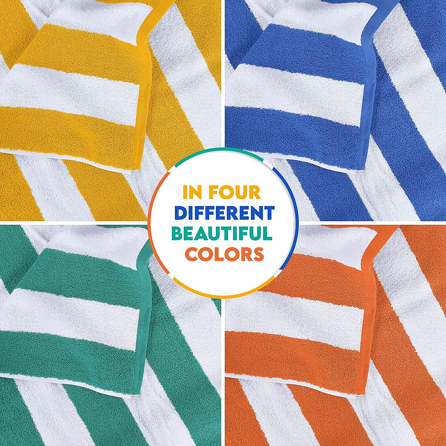 Ayus Turkish 100% Cotton Bath Towel 1600 Gsm (4 Piece)- Multicolor
