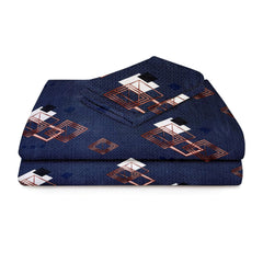 Printed Microfiber Bedsheet For Single Bed With 1 Pillow Covers - 60 X 90 Inches, Dark Blue & Brown | 220 Thread Count Ideal For Everyday Use