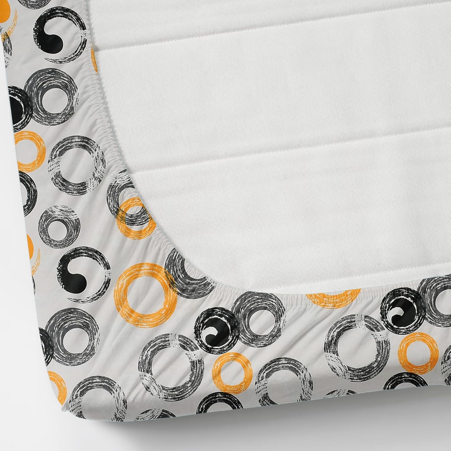 All Around Elastic Fitted Bedsheets King Size With 2 Pillow Covers | Double Size 72 X 78 X 10 Inches, Grey & Black - Ideal For Hotel, House, Bedroom, Guest House
