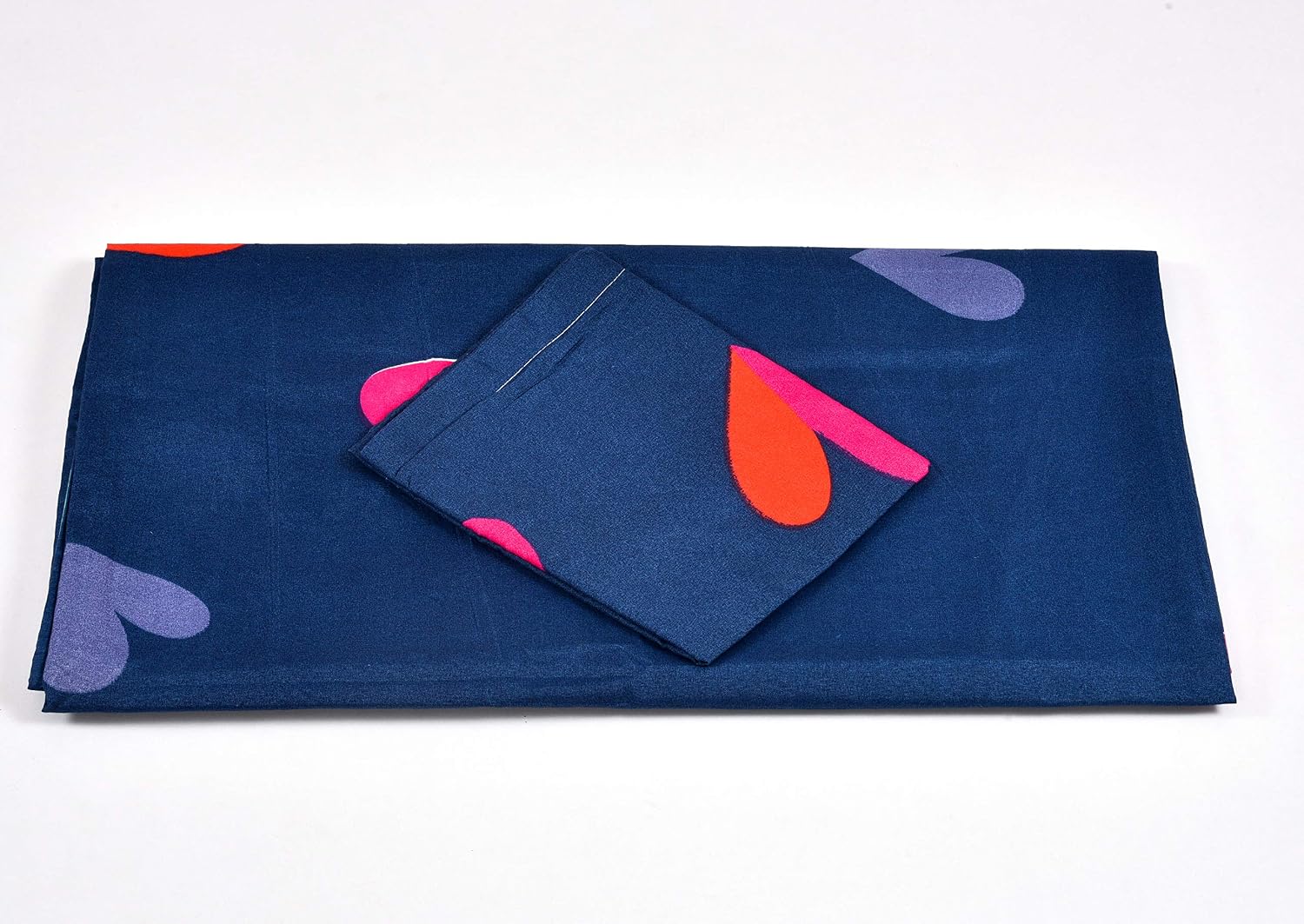Polycotton Elastic Fitted Bedsheet For Single Bed With 1 Pillow Cover - 36 X 78 Inches, Dark Blue | Super Soft Brushed Durable Fabric