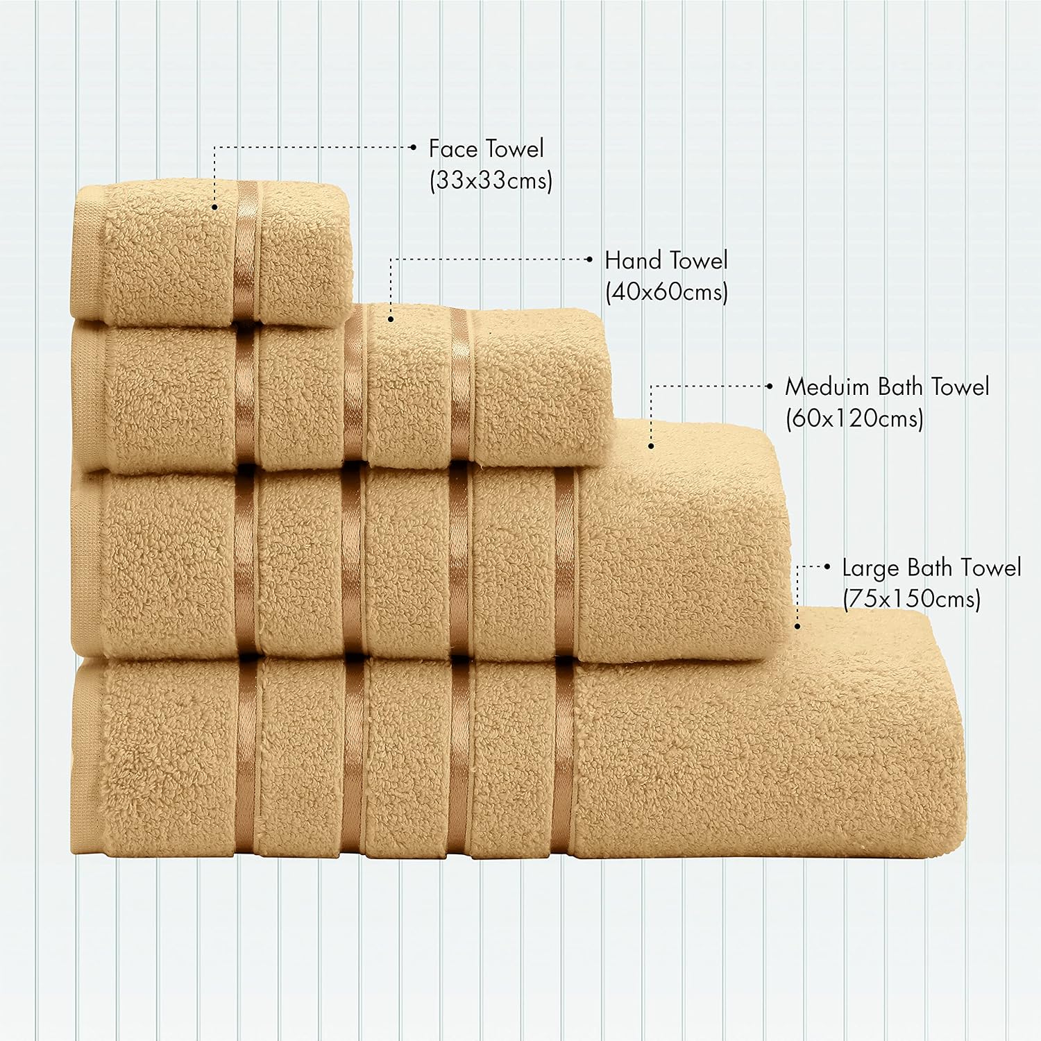 Spread Spain 100% Cotton Hand Towel 600 Gsm | Soft, Fluffy, Super Absorbent & Quick Dry Towels For Pool, Spa & Gym (Gold) -Set Of 2