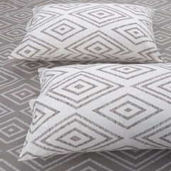 100% Pure Cotton Bedsheet For King Size With 2 Pillow Covers - 72 X 78 Inches, Taupe & White | Breathable Long Lasting Light Weight Wrinkle Free Bedsheet