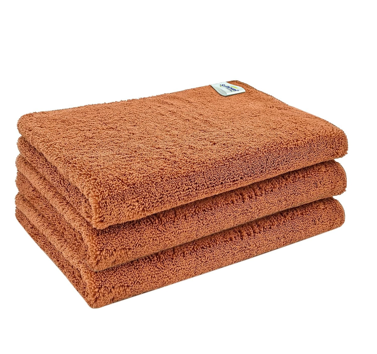 Softspun Microfiber High Loop Cleaning Cloths Towel 400 Gsm | Highly Absorbent, Lint & Streak Free, Multi-Purpose Wash Cloth For Kitchen, Window, Silverware - Pack Of 3 (Brown)