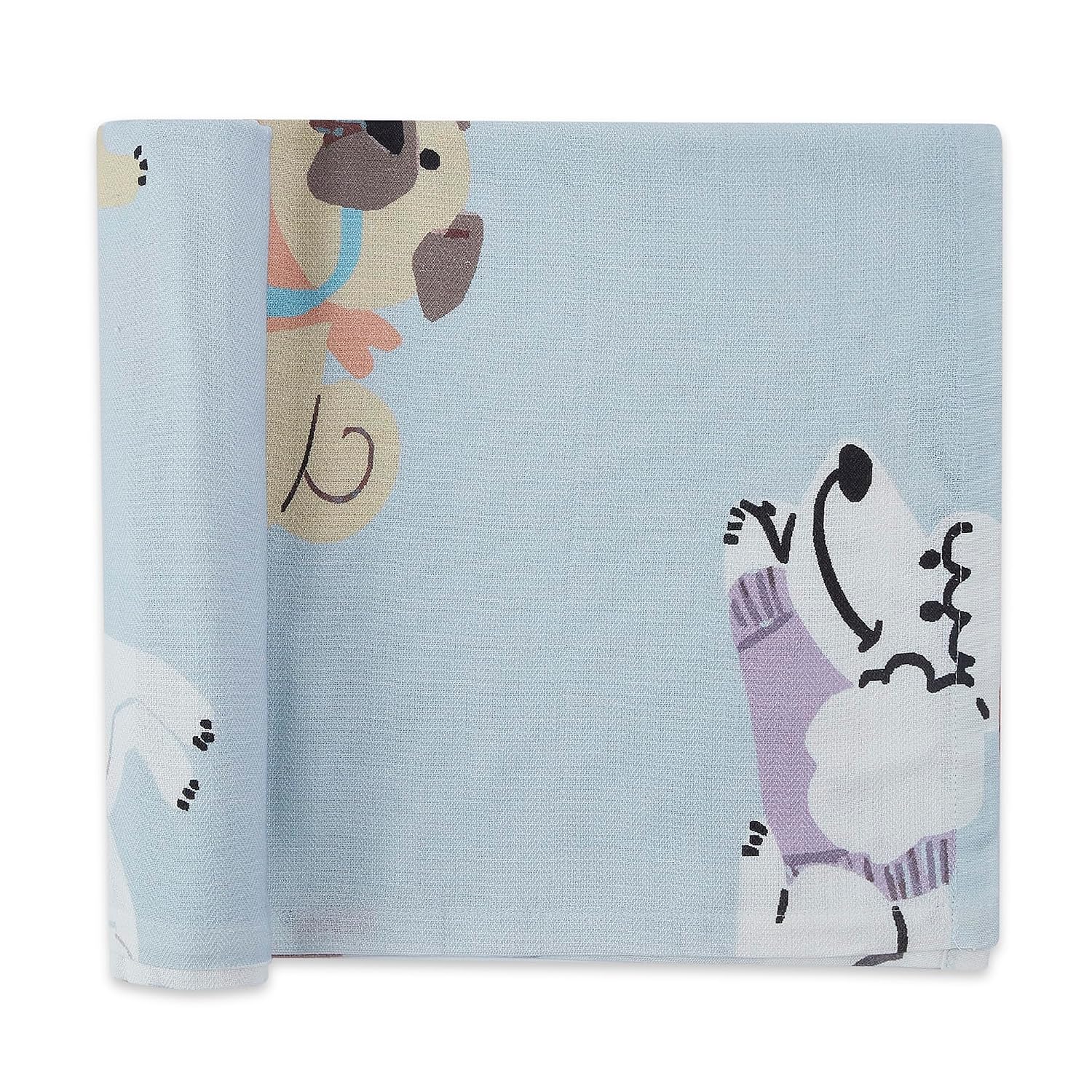 Haus & Kinder Babies Bath Towel 300 Gsm | Baby Bath Towel Cotton Baby Bath Towel Soft Towels Pawsome (Blue)
