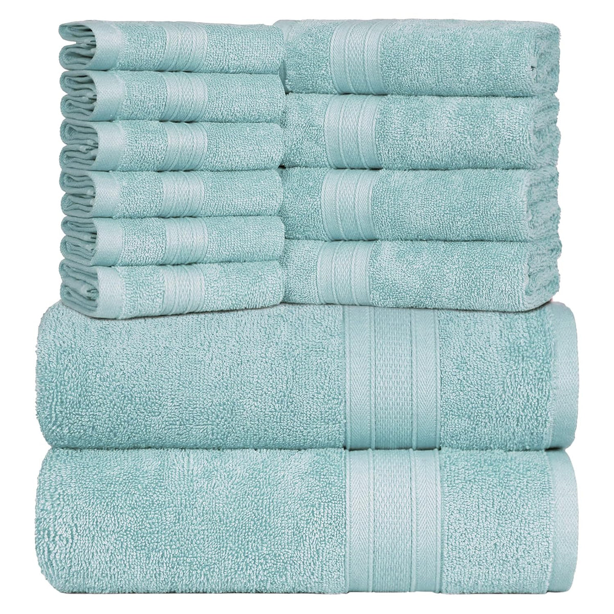 Trident Soft Comfort Air Rich Bath Towels 500 Gsm | 100% Cotton Towel, Super Soft, Highly Absorbent 12 Pieces Towel Set (Nile Blue)