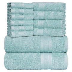 Trident Soft Comfort Air Rich Bath Towels 500 Gsm | 100% Cotton Towel, Super Soft, Highly Absorbent 12 Pieces Towel Set (Nile Blue)