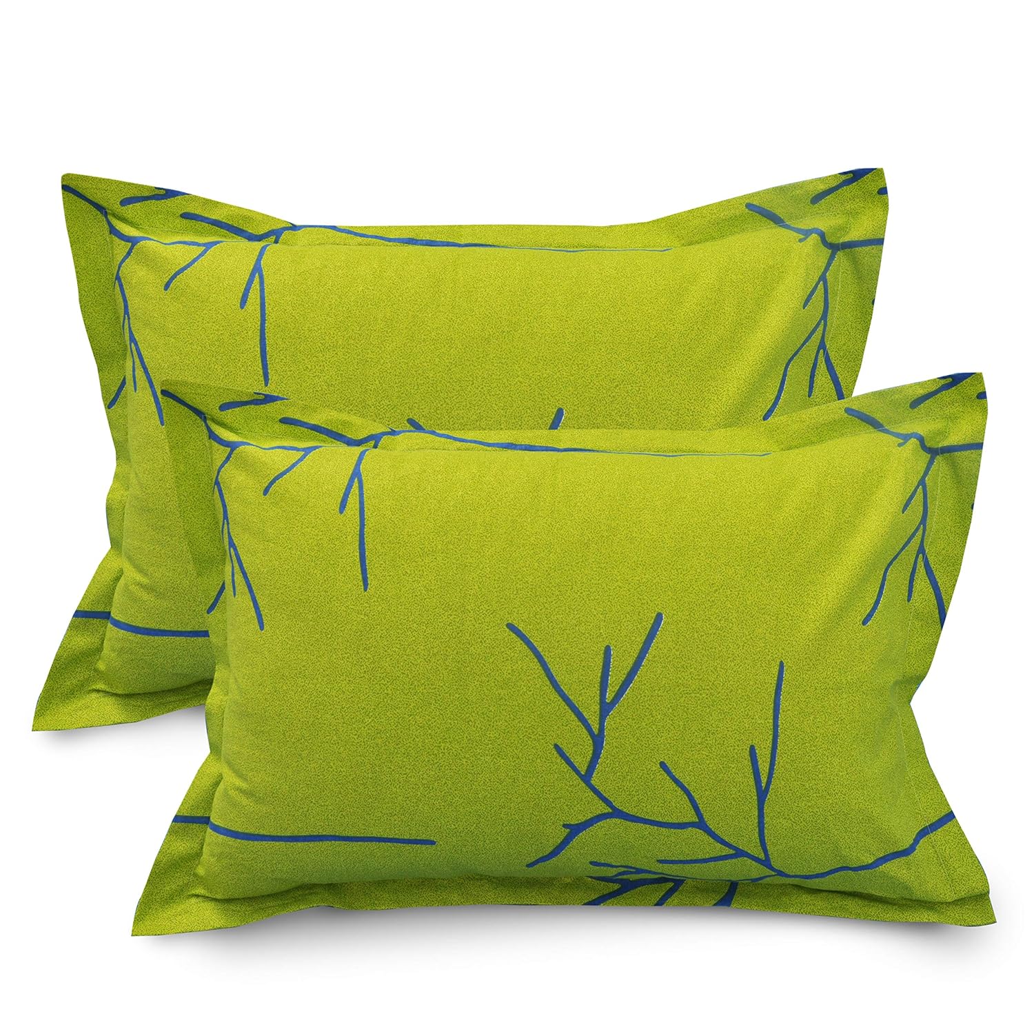 Queen Size For Bedsheet With 2 Pillow Covers - 88 X 96 Inches, Blue & Green | Soft & Comfortable Sleep Experience | Machine Wash In Cold Water