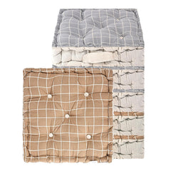 Soft Cotton Chair Cushions For Sitting, Button Pillow, Printed - Brown & Light Grey | For Office Work & Posture Support | Sitting Cushion & Back Rest For Chair | Pain Relief - Pack Of 6