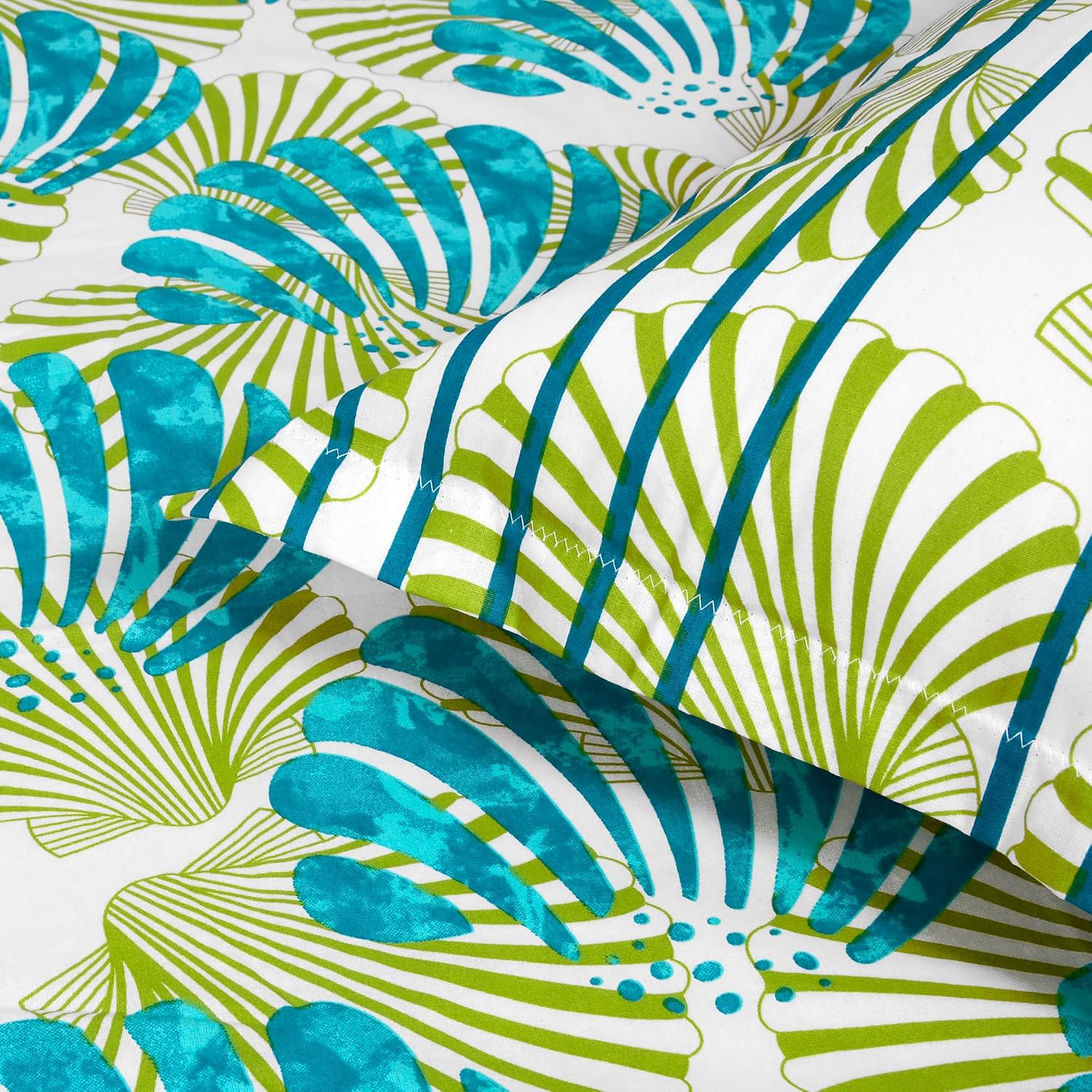 Single Bedsheet With 1 Pillow Cover - 57 X 87 Inches, White & Green | Designer Printed Bedsheet Set - Naturally Soft, Breathable & Skin Friendly