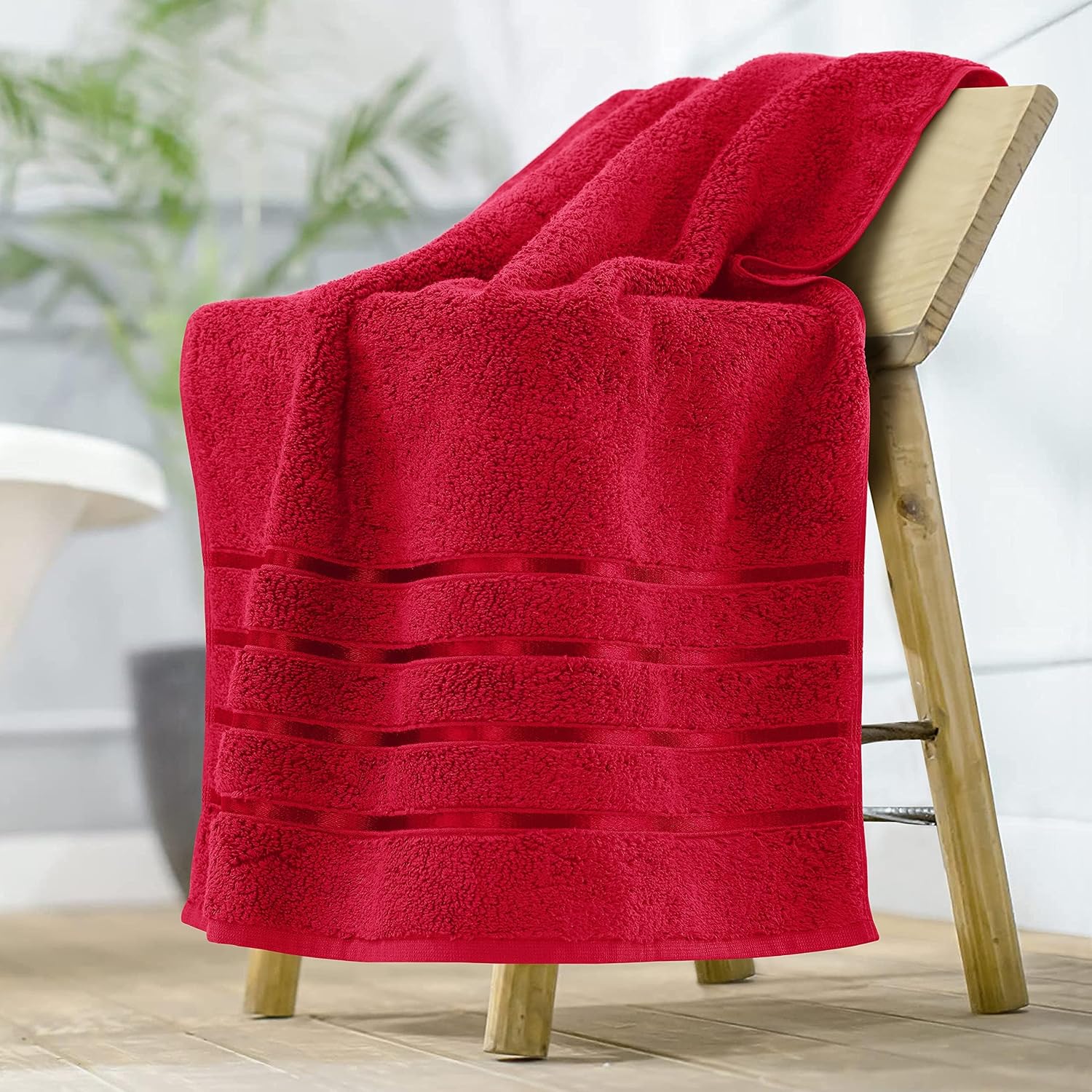 Spread Spain 100% Cotton Bath Towels 600 Gsm | Roman Bath Towel Large Size Soft, Fluffy & Absorbent - Red