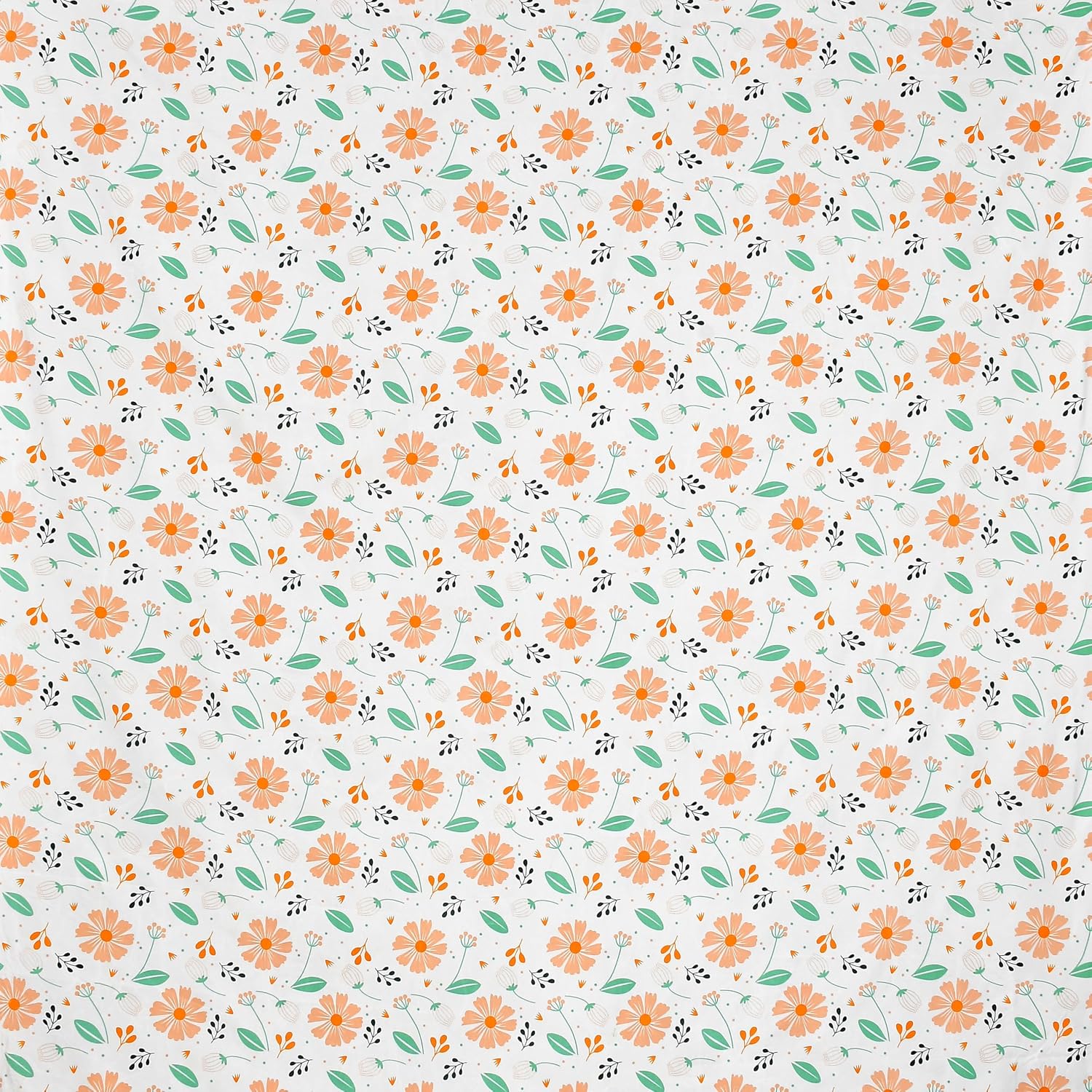 Premium Cotton Bedsheet Elastic Fitted With 1 Pillow Covers - 48 X 78Inches, Green Leaves | Single Mattress Bed With All Around Elastic 350 TC Super Soft