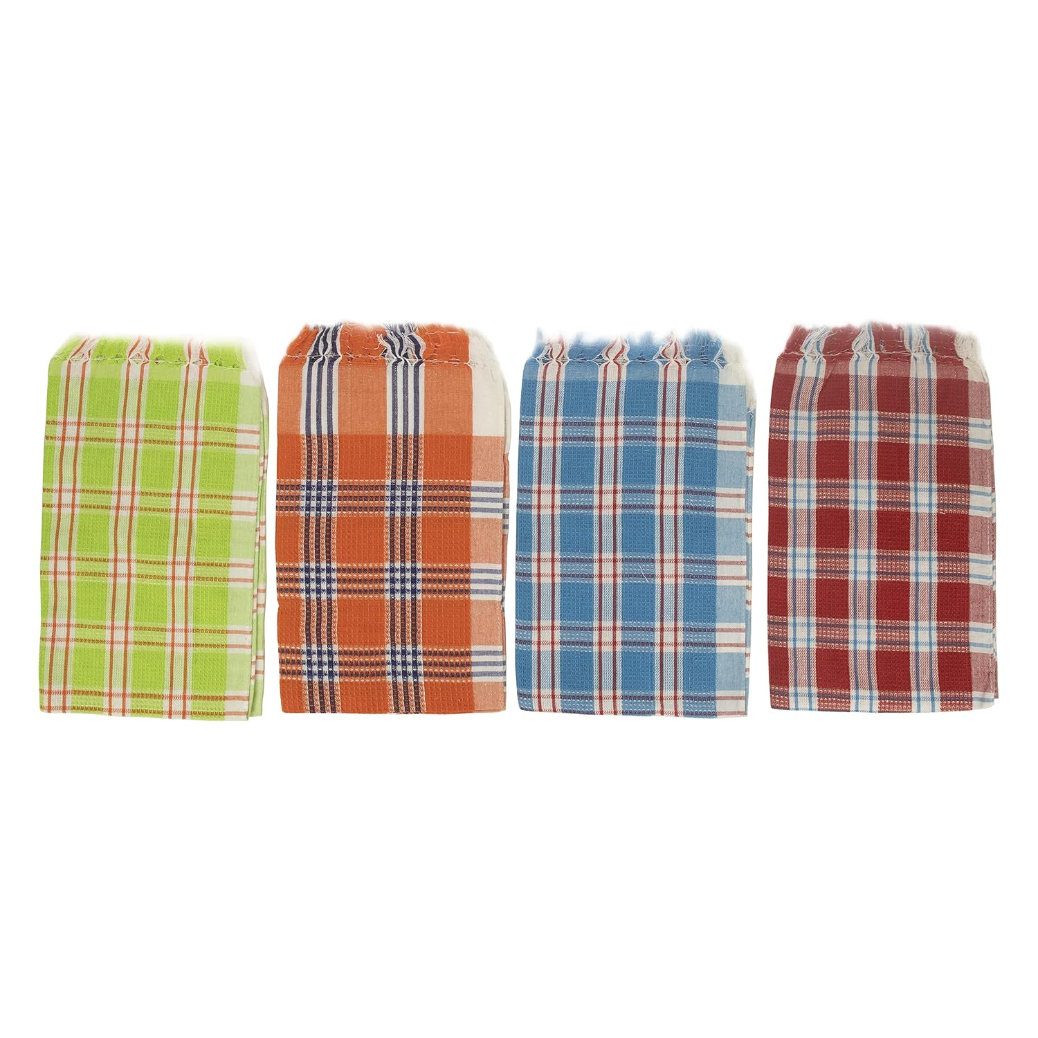 Spillbox Soft Cotton Hand Towel 800 Gsm | Use For Face, Kitchen, Dish Cloth Quick Absorption & Faster Drying (Fluro, Red, Orange & Blue)- Pack Of 4