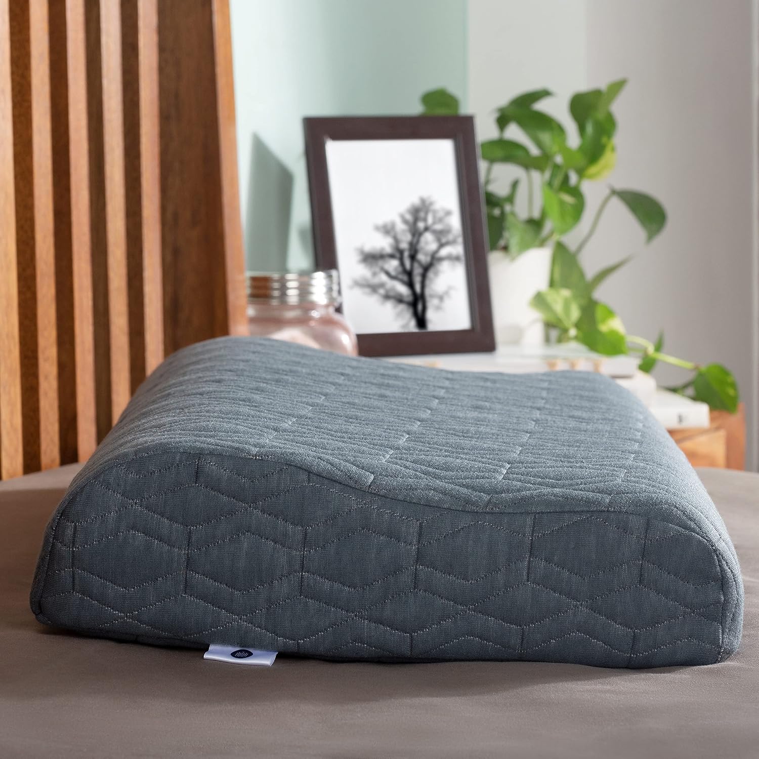 Memory Foam Pillow, Cervical Pillow For Neck & Shoulder Pain Relief, Grey - 24 L X 16.5 W X 4.5 H Inch | Orthopedic Contour Bed Pillow For Sleeping | Removable Pillow Cover - Pack Of 1