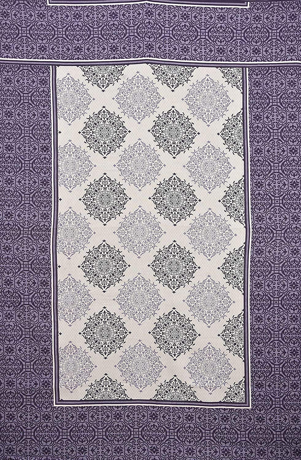 1 Single Bedsheet With 1 Large Pillow Cover - Size - 60 X 100 Inches, Deep Purple | Designer Printed Bedsheet Set - Naturally Soft, Breathable, & Skin Friendly