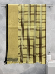 Athom Trendz Living Eco Saviour Premium Cotton Bath Towel 400 Gsm | Waffle Yellow & Alfa Yellow- Pack Of 2