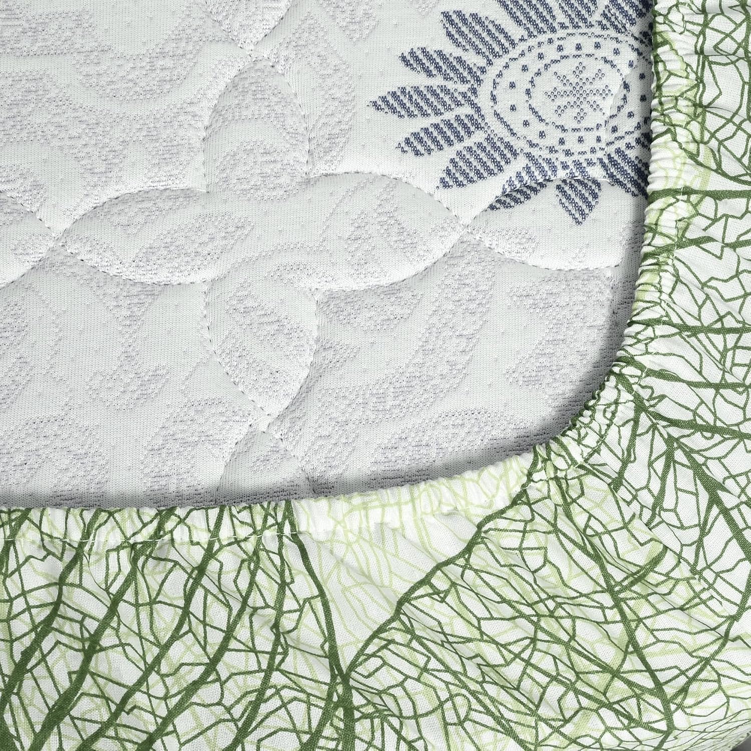 Printed King Size Double Bedsheet With 2 Pillow Cover For Bedroom | 72 X 78 Inches, Light Green - All Around Elastic Fitted | Ideal For Everyday Use