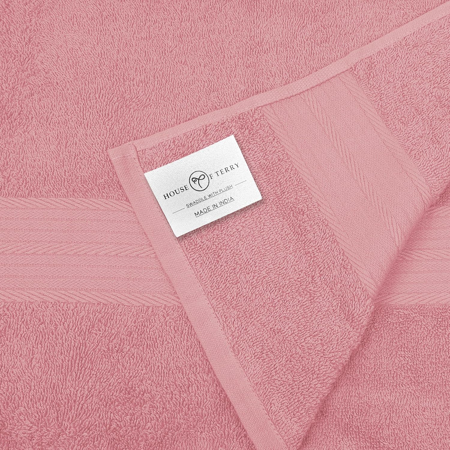 House Of Terry 100% Cotton Bath Towel 1000 Gsm | Quick Dry, Soft & Absorbent, Fade-Resistant, Skin-Friendly, For Men & Women Towel (Baby Pink) - Pack Of 2